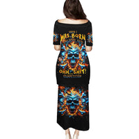 Flame Skull Puletasi When I Was Born The Devil Said Ohh Shit Competition - Wonder Print Shop