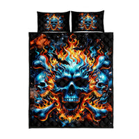 Flame Skull Quilt Bed Set When I Was Born The Devil Said Ohh Shit Competition - Wonder Print Shop