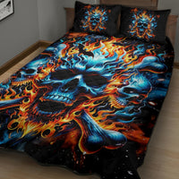 Flame Skull Quilt Bed Set When I Was Born The Devil Said Ohh Shit Competition - Wonder Print Shop