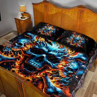 Flame Skull Quilt Bed Set When I Was Born The Devil Said Ohh Shit Competition - Wonder Print Shop