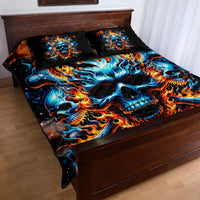 Flame Skull Quilt Bed Set When I Was Born The Devil Said Ohh Shit Competition - Wonder Print Shop