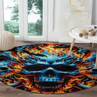 Flame Skull Round Carpet When I Was Born The Devil Said Ohh Shit Competition