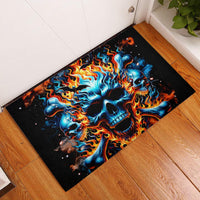 Flame Skull Rubber Doormat When I Was Born The Devil Said Ohh Shit Competition - Wonder Print Shop