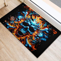 Flame Skull Rubber Doormat When I Was Born The Devil Said Ohh Shit Competition - Wonder Print Shop