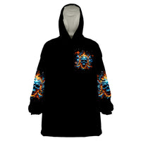 Flame Skull Wearable Blanket Hoodie When I Was Born The Devil Said Ohh Shit Competition - Wonder Print Shop
