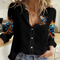 Flame Skull Women Casual Shirt When I Was Born The Devil Said Ohh Shit Competition - Wonder Print Shop