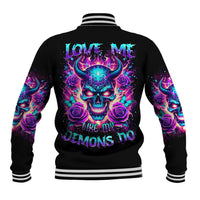 Thunder Skull Baseball Jacket Love Me Like My Demons Do - Wonder Print Shop