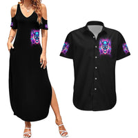 Thunder Skull Couples Matching Summer Maxi Dress and Hawaiian Shirt Love Me Like My Demons Do - Wonder Print Shop