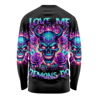 Thunder Skull Long Sleeve Shirt Love Me Like My Demons Do - Wonder Print Shop