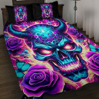 Thunder Skull Quilt Bed Set Love Me Like My Demons Do - Wonder Print Shop