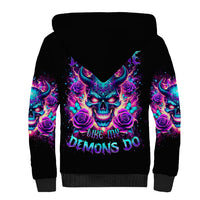 Thunder Skull Sherpa Hoodie Love Me Like My Demons Do - Wonder Print Shop