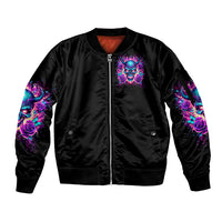 Thunder Skull Sleeve Zip Bomber Jacket Love Me Like My Demons Do - Wonder Print Shop