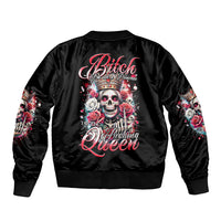 Queen Skull Sleeve Zip Bomber Jacket Bitch I'm Not A Princess I'm The Fucking Queen - Wonder Print Shop