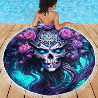 Rose Skull Beach Blanket I'm Never Alone My Demons Are With Me 24/7 - Wonder Print Shop