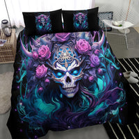 Rose Skull Bedding Set I'm Never Alone My Demons Are With Me 24/7 - Wonder Print Shop