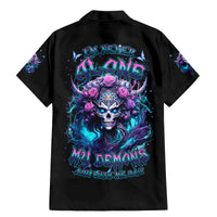 Rose Skull Family Matching Mermaid Dress and Hawaiian Shirt I'm Never Alone My Demons Are With Me 24/7 - Wonder Print Shop
