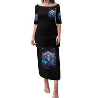 Rose Skull Family Matching Puletasi and Hawaiian Shirt I'm Never Alone My Demons Are With Me 24/7 - Wonder Print Shop