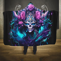 Rose Skull Hooded Blanket I'm Never Alone My Demons Are With Me 24/7