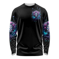 Rose Skull Long Sleeve Shirt I'm Never Alone My Demons Are With Me 24/7 - Wonder Print Shop