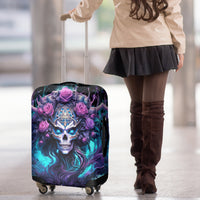Rose Skull Luggage Cover I'm Never Alone My Demons Are With Me 24/7 - Wonder Print Shop