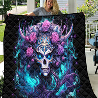 Rose Skull Quilt I'm Never Alone My Demons Are With Me 24/7 - Wonder Print Shop