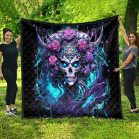 Rose Skull Quilt I'm Never Alone My Demons Are With Me 24/7 - Wonder Print Shop