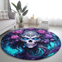 Rose Skull Round Carpet I'm Never Alone My Demons Are With Me 24/7