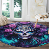 Rose Skull Round Carpet I'm Never Alone My Demons Are With Me 24/7