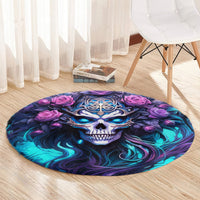 Rose Skull Round Carpet I'm Never Alone My Demons Are With Me 24/7