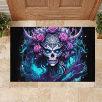 Rose Skull Rubber Doormat I'm Never Alone My Demons Are With Me 24/7 - Wonder Print Shop