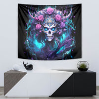 Rose Skull Tapestry I'm Never Alone My Demons Are With Me 24/7 - Wonder Print Shop