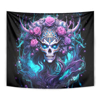 Rose Skull Tapestry I'm Never Alone My Demons Are With Me 24/7 - Wonder Print Shop
