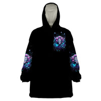 Rose Skull Wearable Blanket Hoodie I'm Never Alone My Demons Are With Me 24/7 - Wonder Print Shop