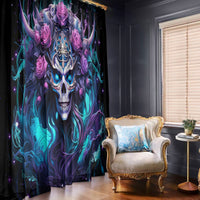 Rose Skull Window Curtain I'm Never Alone My Demons Are With Me 24/7 - Wonder Print Shop