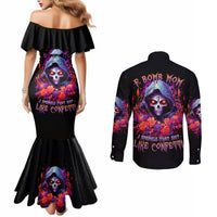 Rose Skull Couples Matching Mermaid Dress and Long Sleeve Button Shirt F Bomb Mom I Sprinkle That Shit Like Confetti