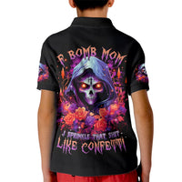 Rose Skull Kid Polo Shirt F Bomb Mom I Sprinkle That Shit Like Confetti - Wonder Print Shop