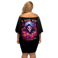 Rose Skull Off Shoulder Short Dress F Bomb Mom I Sprinkle That Shit Like Confetti - Wonder Print Shop