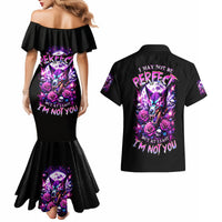 Rose Wolf Couples Matching Mermaid Dress and Hawaiian Shirt I May Not Be Perfect But At Least I'm Not You - Wonder Print Shop