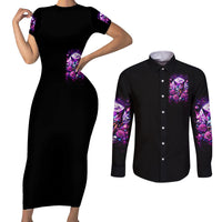 Rose Wolf Couples Matching Short Sleeve Bodycon Dress and Long Sleeve Button Shirt I May Not Be Perfect But At Least I'm Not You - Wonder Print Shop