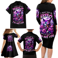 Rose Wolf Family Matching Long Sleeve Bodycon Dress and Hawaiian Shirt I May Not Be Perfect But At Least I'm Not You - Wonder Print Shop