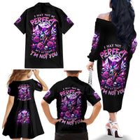 Rose Wolf Family Matching Off Shoulder Long Sleeve Dress and Hawaiian Shirt I May Not Be Perfect But At Least I'm Not You - Wonder Print Shop