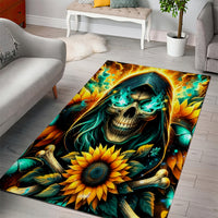 Sunflower Skull Area Rug I'm Blunt Because God Rolled Me That Way - Wonder Print Shop