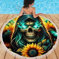 Sunflower Skull Beach Blanket I'm Blunt Because God Rolled Me That Way - Wonder Print Shop