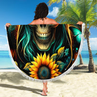 Sunflower Skull Beach Blanket I'm Blunt Because God Rolled Me That Way - Wonder Print Shop