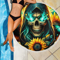 Sunflower Skull Beach Blanket I'm Blunt Because God Rolled Me That Way - Wonder Print Shop