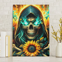 Sunflower Skull Canvas Wall Art I'm Blunt Because God Rolled Me That Way - Wonder Print Shop