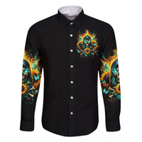 Sunflower Skull Family Matching Long Sleeve Bodycon Dress and Hawaiian Shirt I'm Blunt Because God Rolled Me That Way - Wonder Print Shop