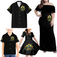 Sunflower Skull Family Matching Off Shoulder Maxi Dress and Hawaiian Shirt I'm Blunt Because God Rolled Me That Way - Wonder Print Shop