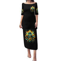 Sunflower Skull Family Matching Puletasi and Hawaiian Shirt I'm Blunt Because God Rolled Me That Way - Wonder Print Shop