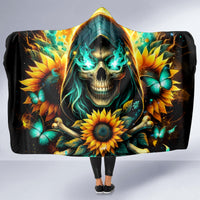 Sunflower Skull Hooded Blanket I'm Blunt Because God Rolled Me That Way